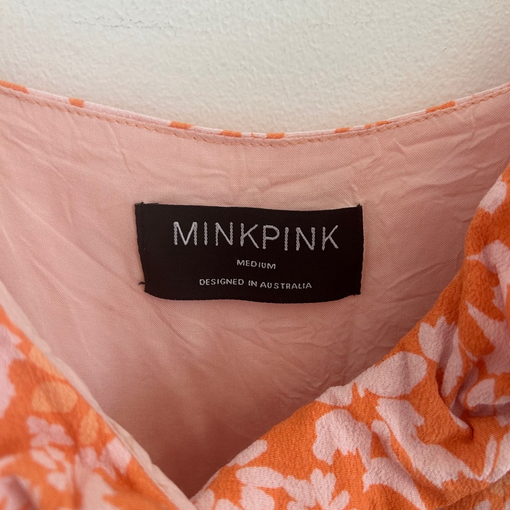 MINKPINK Aurora Marli Midi Dress Size Medium Floral Wrap A-Line - Picture 8 of 16